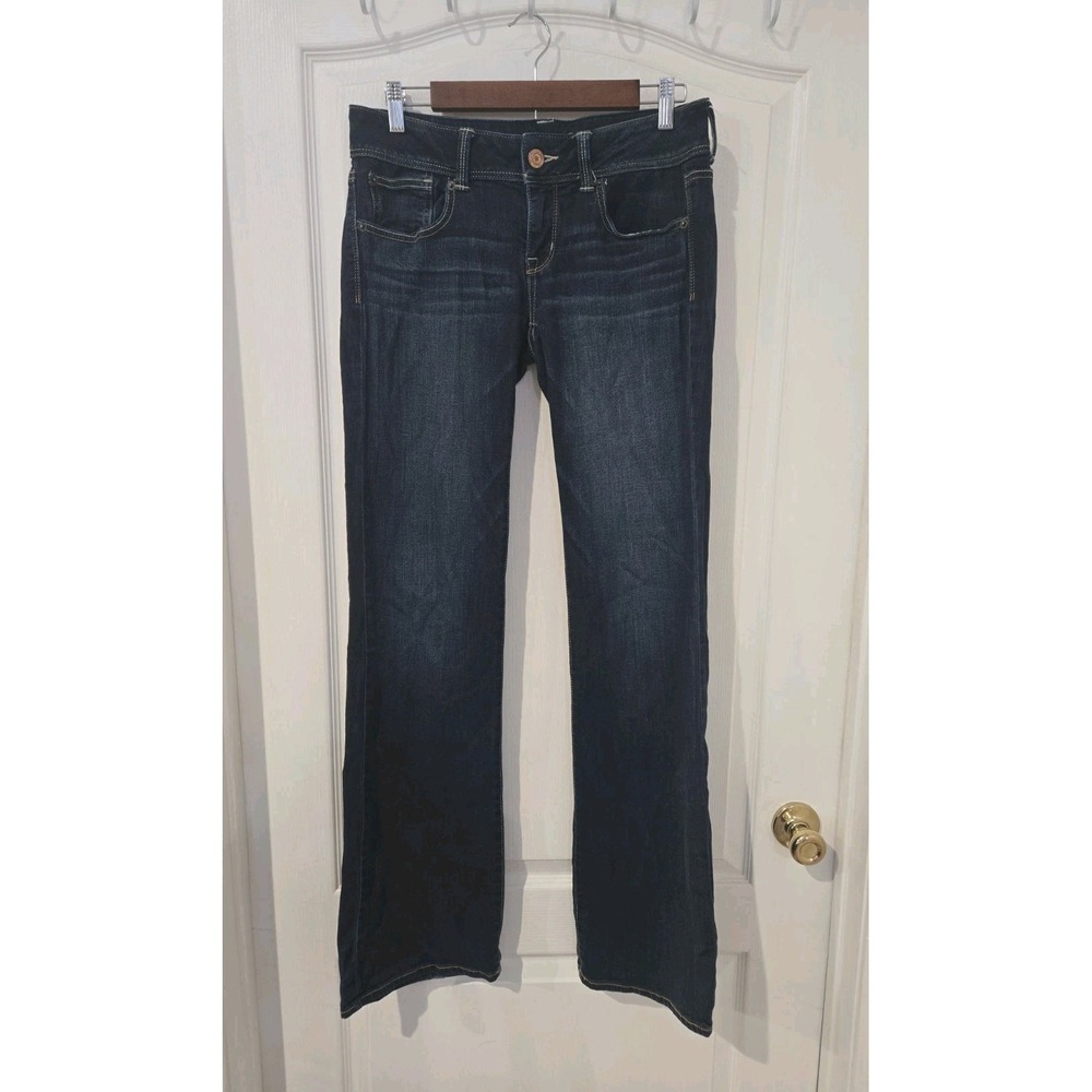 Womens American Eagle Slim Boot 8 Long Dark Wash 30x34